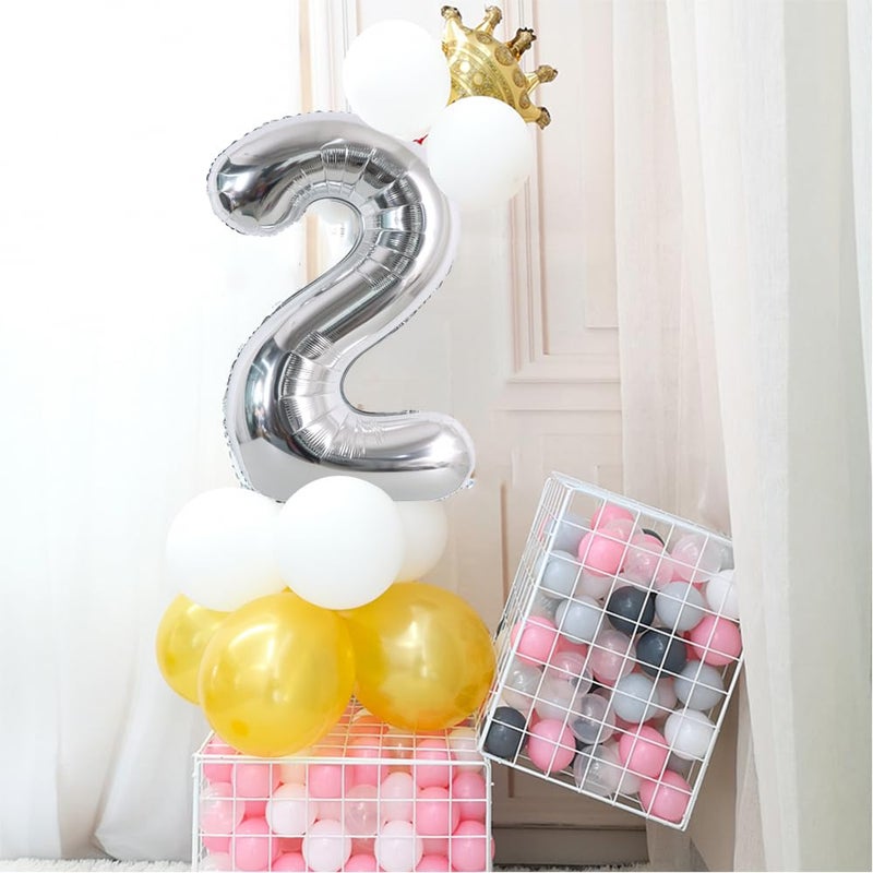 TONIFUL 40 Inch Silver Large Numbers Balloons 0-9, Number 5 Digital 5 Helium Foil Mylar Big Number Balloons for 2026 Graduation New Year Eve Birthday Party Anniversary Supplies Decorations - Image 4